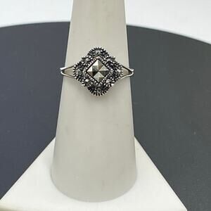 Designer Signed‎  Sterling Silver 925 Marcasite Ring Sz 7.25